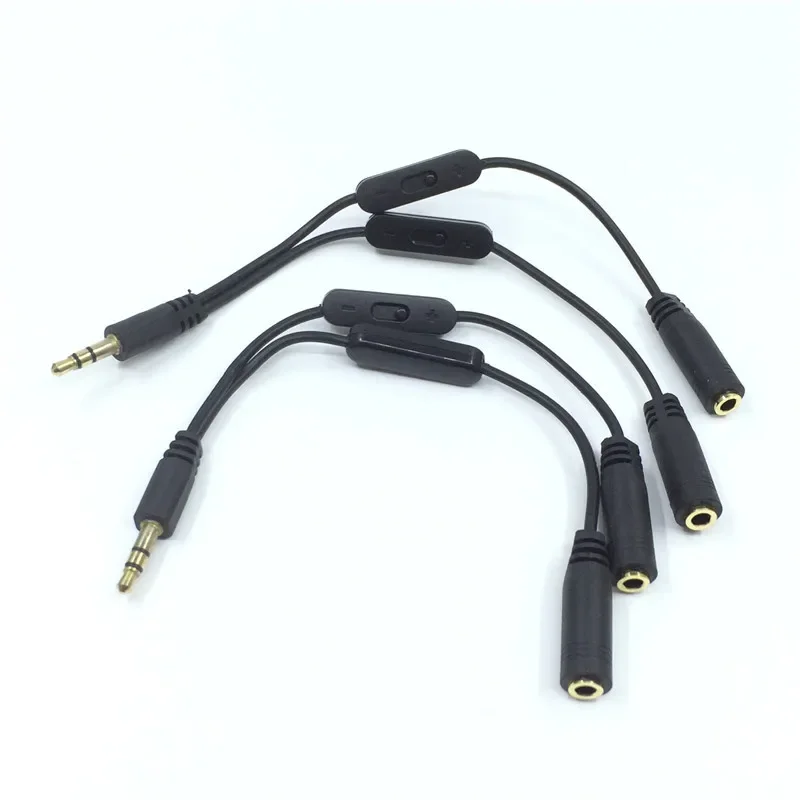 3.5 Jack Splitter Male To 2 Female Jack 3.5mm Stereo Audio Cable Y Splitter Adapter Volume Control Headphone Phone AUX Cable