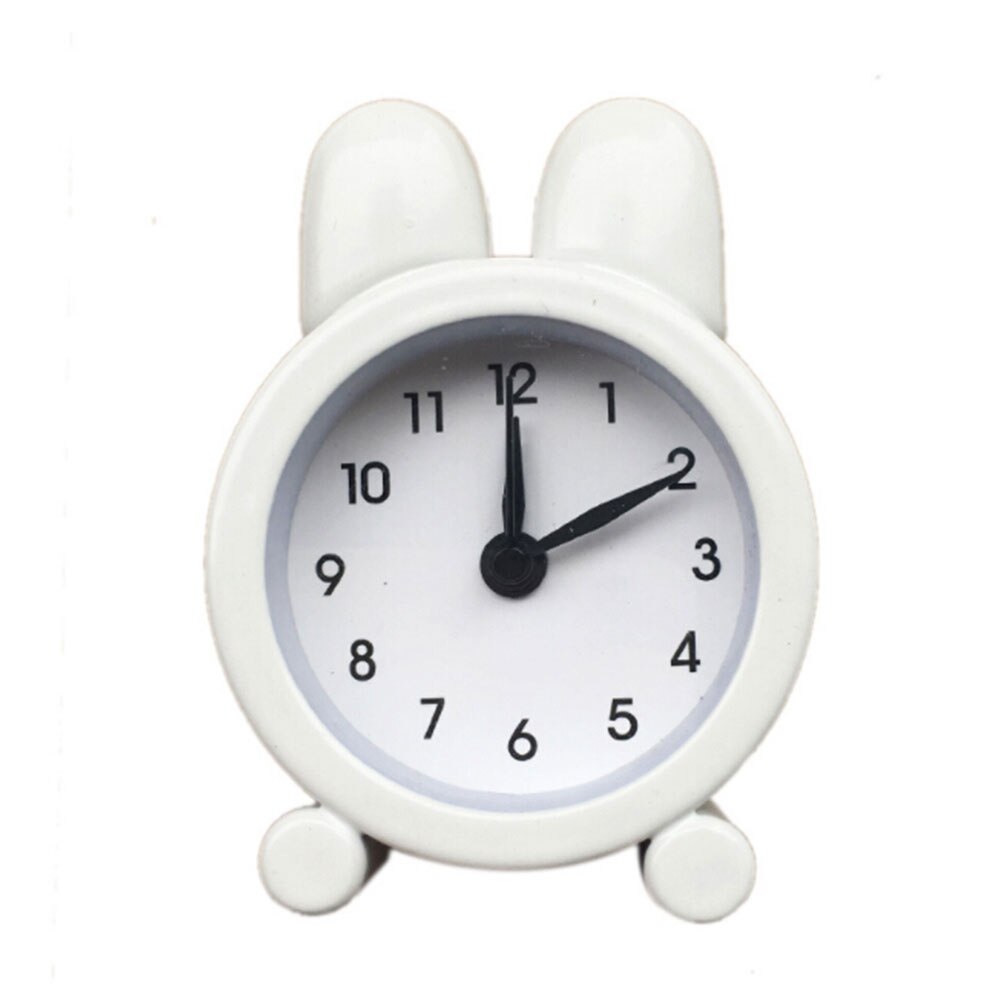 Mini Alarm Clock Metal Small Electronic Clock office student kid bed clock: White