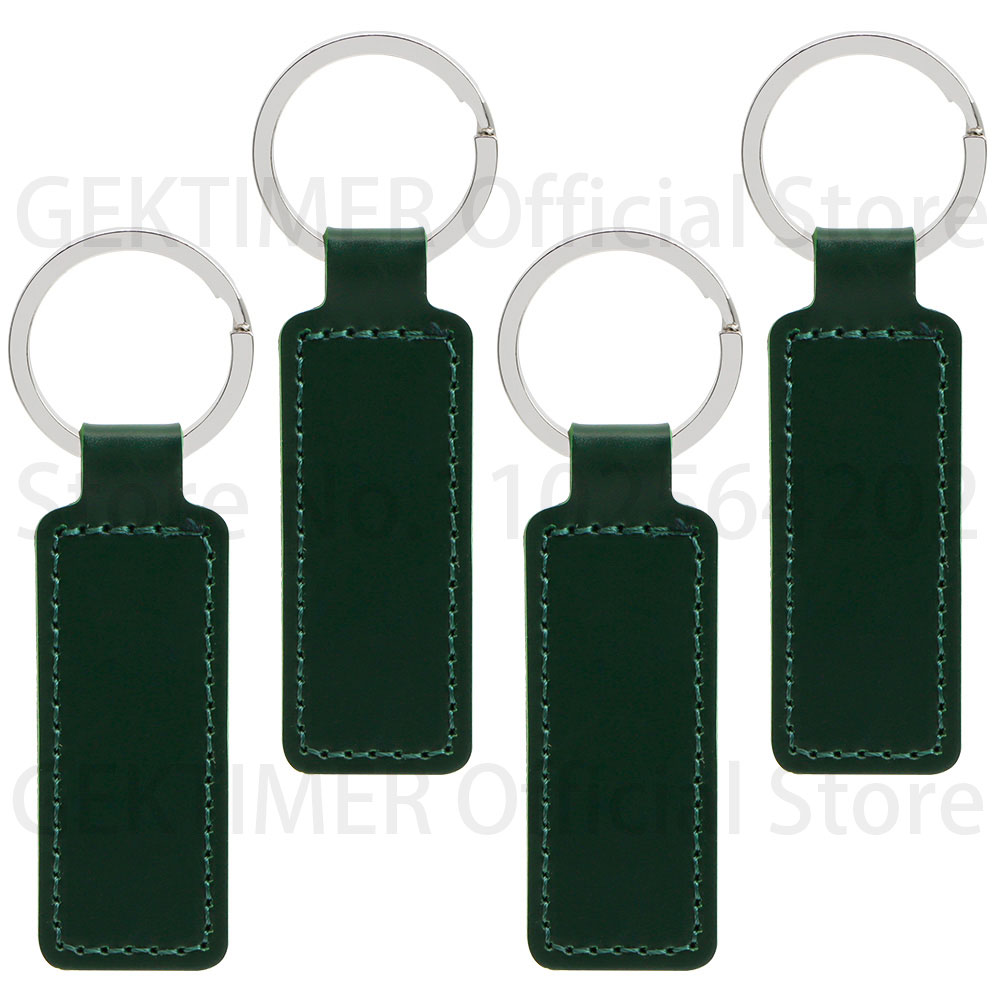 10 Stuks Heldere PU Lederen Sleutelhanger dubbelzijdig Customiz Auto Draad Metalen Hanger PU Sleutelhanger Eenvoudige Sleutelhangers Keyholde: green
