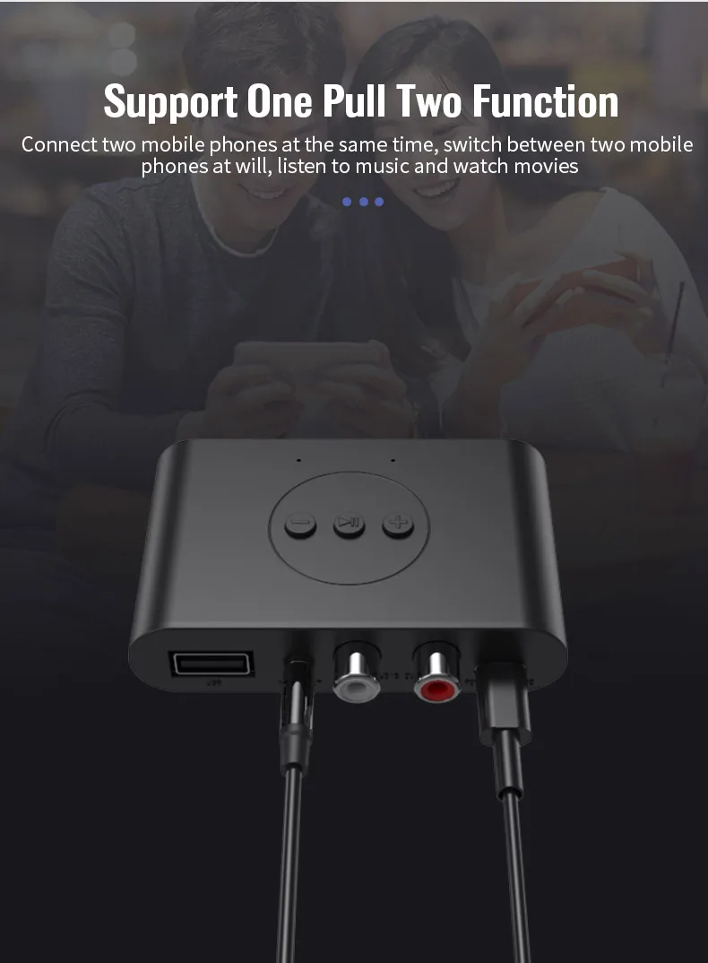 Receptor de Audio Bluetooth 5,0, disco U RCA, 3,5mm, 3,5 conector auxiliar, adaptador inalámbrico de música estéreo con micrófono para Kit de coche, amplificador de altavoz