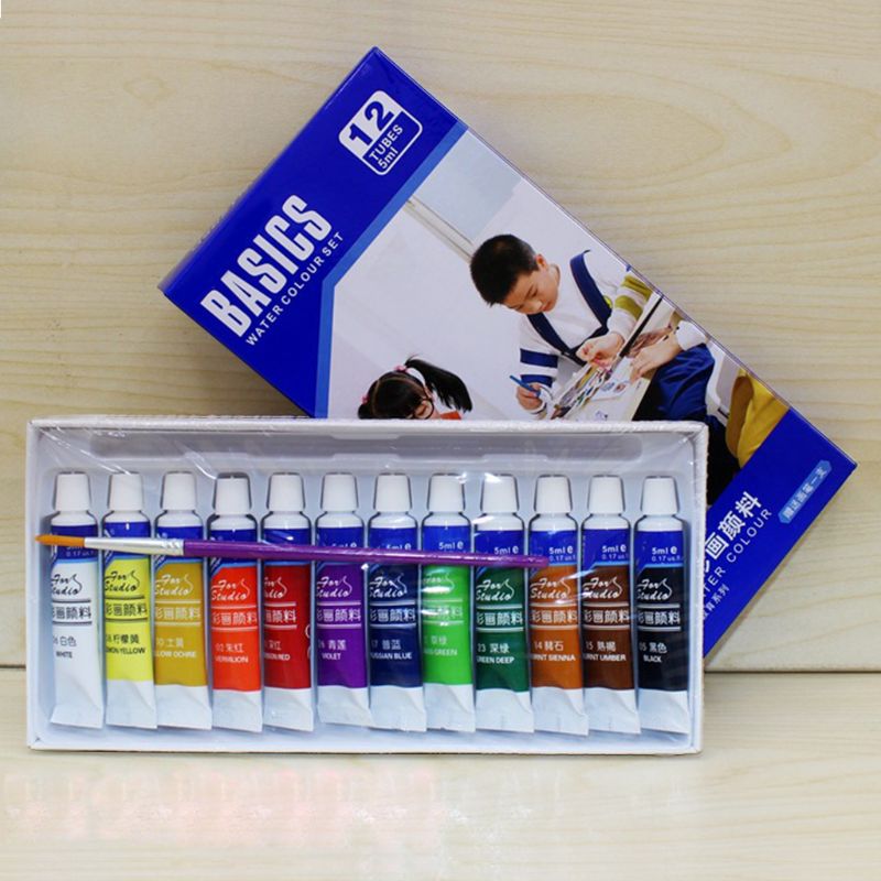 12/18/24 farver 5ml rør akvarel maling sæt kunst maleri tegneværktøjer til barn: 12