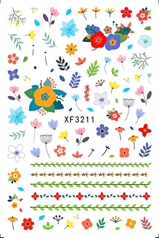 DIY Chinesische Neue Jahr Nagel Aufkleber Selbst Klebe Japanischen Decals Tipps Leopard Frühling Lavendel Nagel Kunst Blume Aufkleber Für NäGel: XF3211