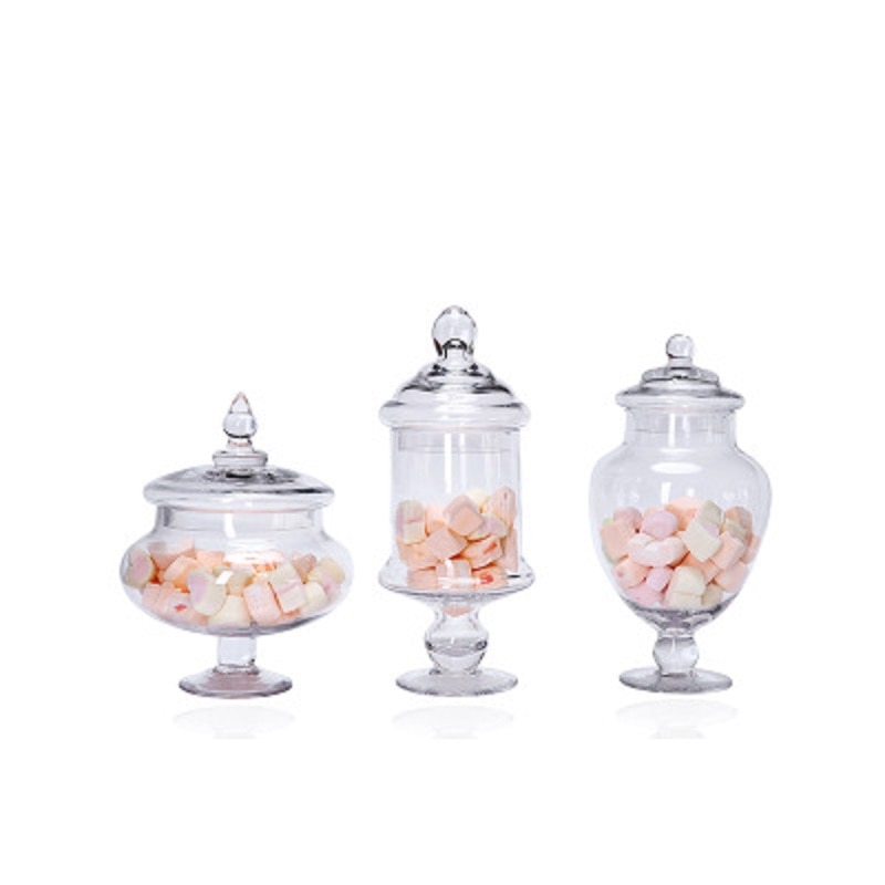 Europæisk stil gennemsigtig glas slik krukke med glaslåg bryllup dekoration hjem snacks opbevaring køkken opbevaring tank pot bue