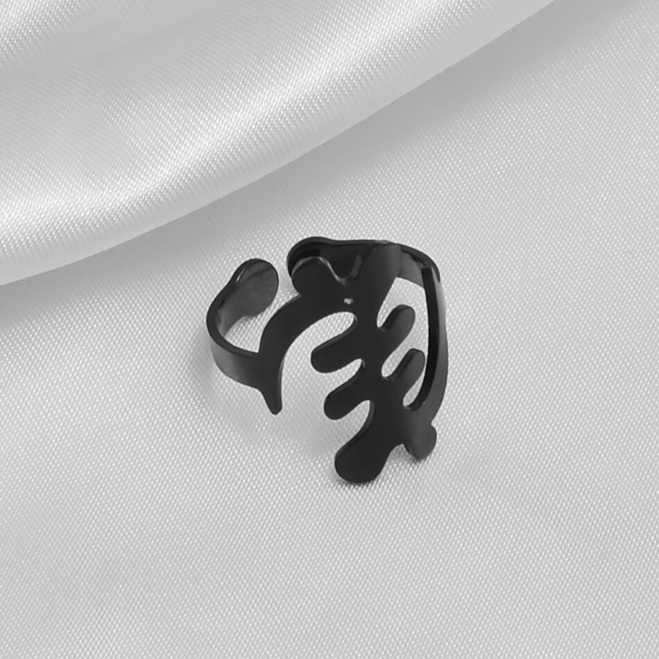 Anniyo African Symbol Ring Stainless Steel Metal Finger Rings Gye Nyame Ethnic Jewelry African Cultural Wedding Bands #249221