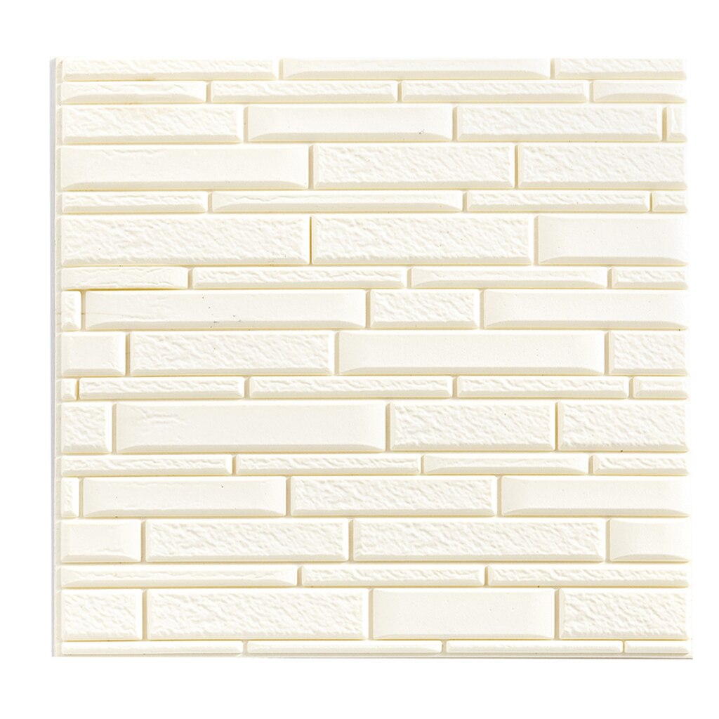 PE Foam 3D Tile Brick Waterproof Panels Wall Sticker Self Adhesive Wallpaper: White