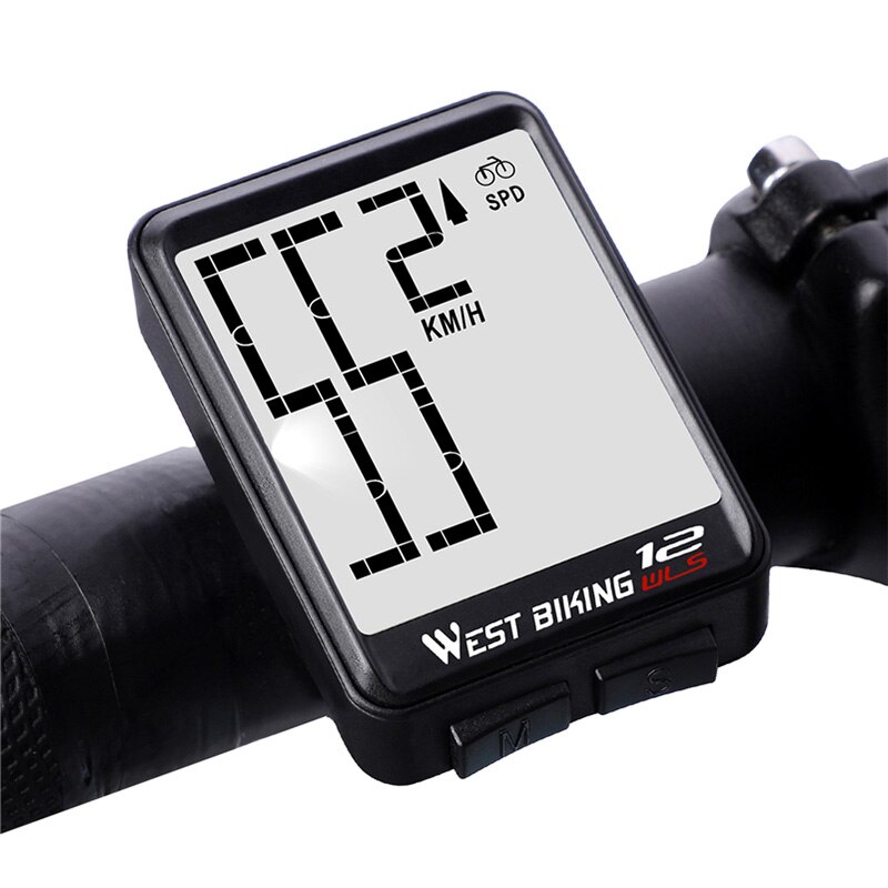WEST BIKING Wireless Bicycle Computer Large Digital Bike Computer Odometer Speedometer Bike Thermometer Waterproof LCD Backlight