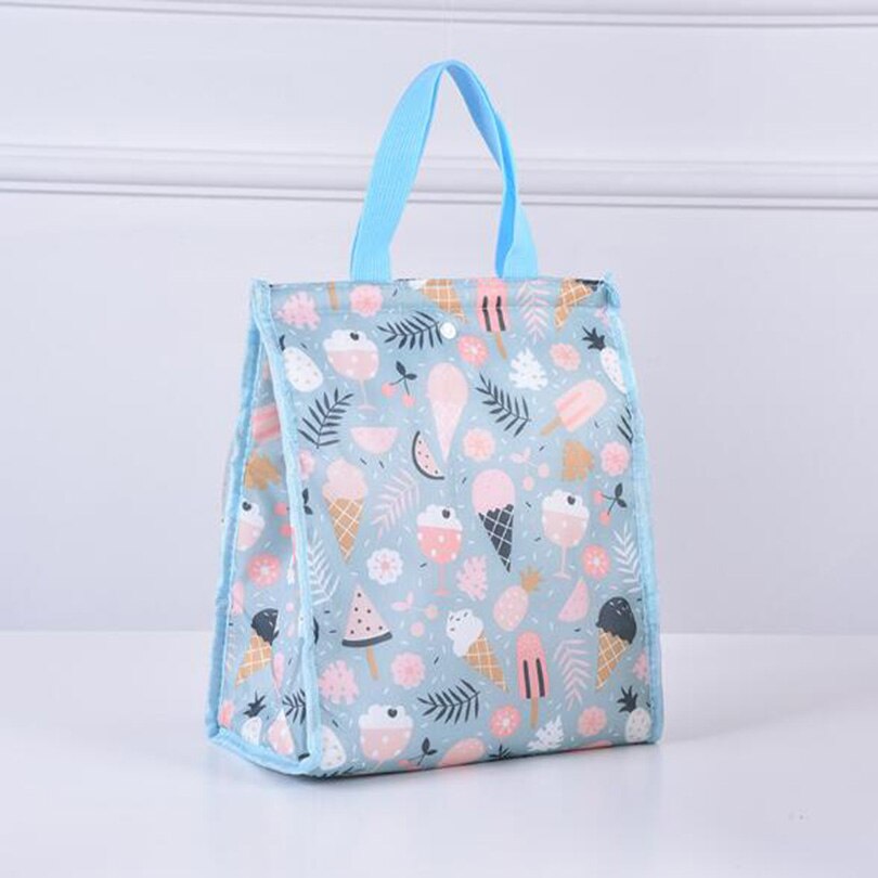 Sac à Lunch en toile isotherme Portable, motif fonctionnel, glacière thermique, sac de pique-nique pliable pour femmes et enfants: BLEU CIEL