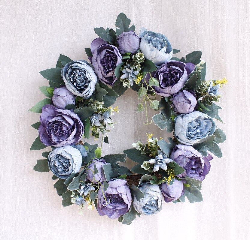 Peonies Wreaths for Door Artifical Peony Flower Wreath Outdoor Indoor Home Decor Florals Silk Wedding Spring Summer Door Wreath