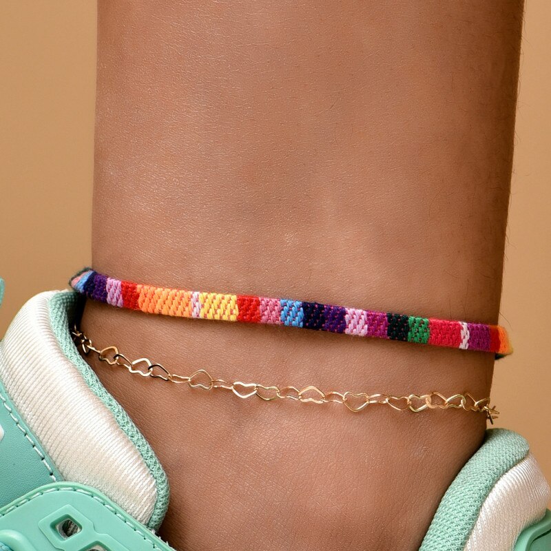 Vrouwen Zomer Bohemian Kleurrijke Touw Enkelband Beach Accessoires Op Voet Enkel Armbanden Been Keten