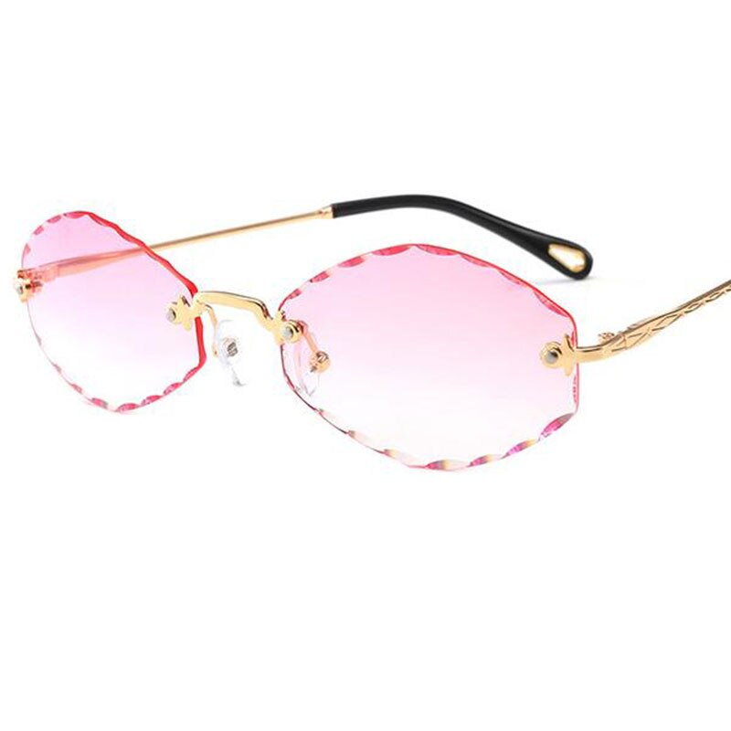 Populaire Kleine Randloze Zonnebril Dames Luxe 90 S Vintage Paars Ovale Zonnebril Man Oculos De Sol