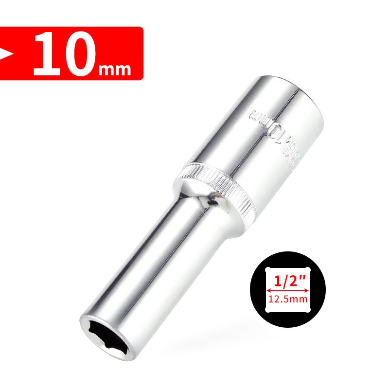 1/2 tommer  (12.5mm lengre hode 8-32mm cr-v pipenøkkelsett sekskantet skrallehode for bilreparasjonsverktøy: 10mm