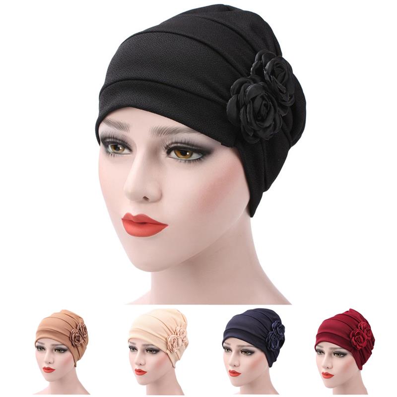 Women's Turban Hat Stylish Flowers Chemo Beanie Turban Headwear Chemo Cap
