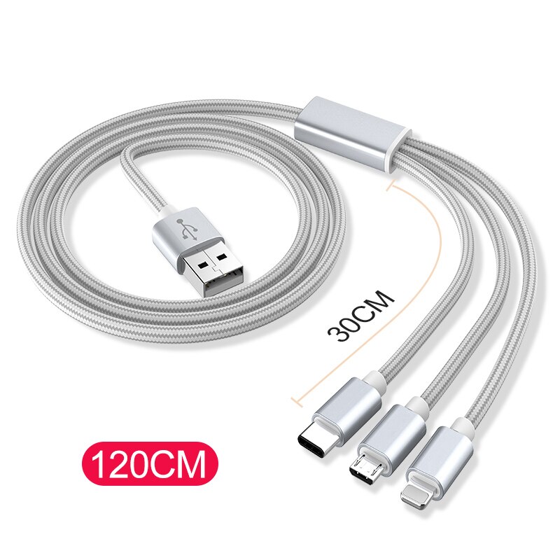 Rock cabo usb micro usb tipo c para iphone, cabo 3 em 1 para iphone 11, 8, 7, samsung s10 s9 cabo de carregamento rápido para celular,