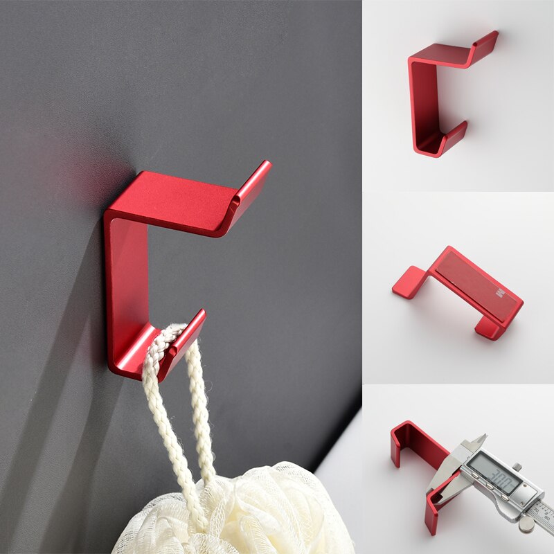 Aluminium Badezimmer Zubehör Sets 3M Band Wc Pinsel Halter Keramik Wc Rollen Papier Halter Rot Robe Haken Handtuch Halter