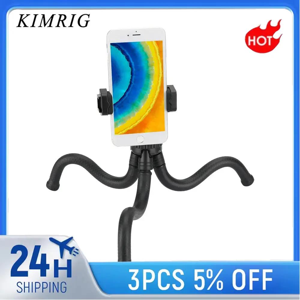 Statyw do telefonu kamera mobilna uchwyt na ośmiornicę smartfon Selfie Stick elastyczny Mini statyw z guzikiem półautomatyczny klips do telefonu