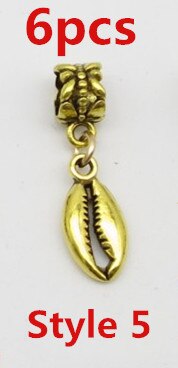 6 Stks/pak Gouden Viking Charms Haar Vlecht Dread Dreadlock Baard Kralen Manchetten Ringen Sieraden Voor Vrouwen Haaraccessoires: 6pcs Style 5