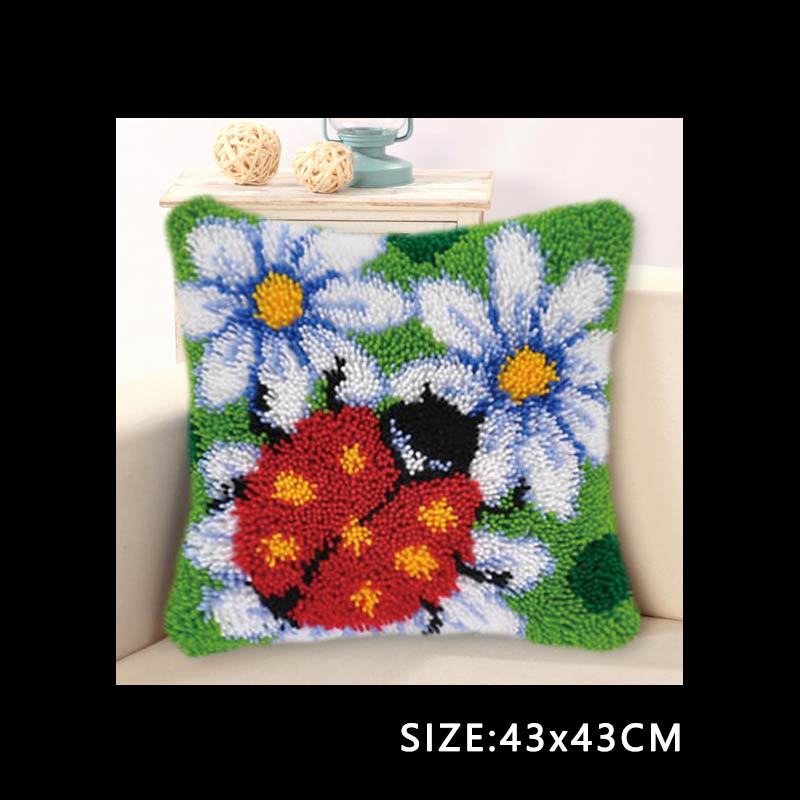 Knooppakket smyrna latch hook kits diy borduurpakket kussen kruissteek kussens borduren tapijt kussen foamiran voor bloemen: Bordeauxrood