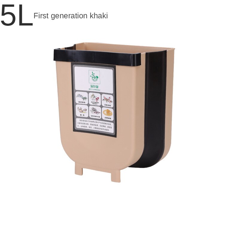 Trash Can Kitchen Wall-mounted Folding Trash Can Car Recycle Bin Trash Bin Dustbin Garbage Rubbish Bin Garbage Can Waste Bin 8L: Brown 5L
