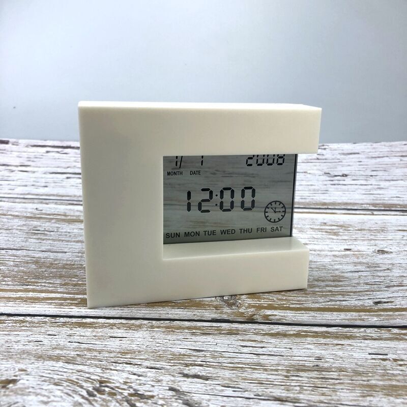 4 in1 Digital Table Clock Electronic Alarm Clock LCD Display Timer Calendar Temperature Home Office Weather Station Thermometer: white