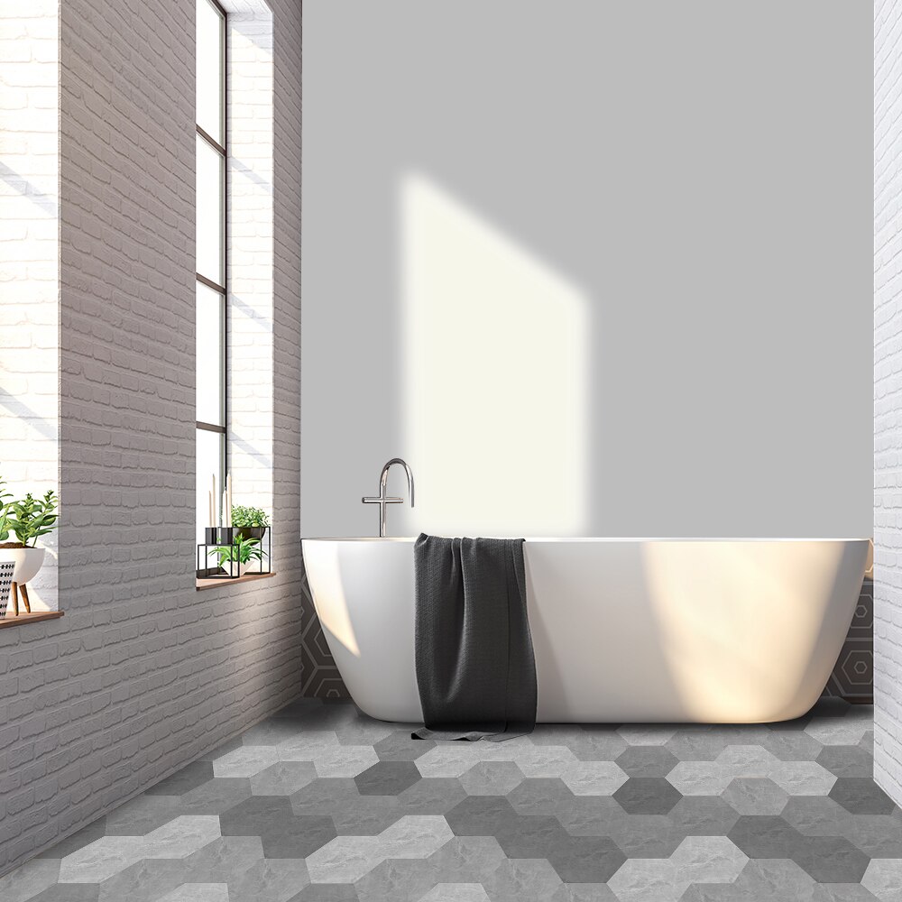 Funlife® Grey Marble Hexagon Floor Stickers Anti-Slip Self-Adhesive Waterproof Floor Tiles for Bathroom Kitchen Home Decor