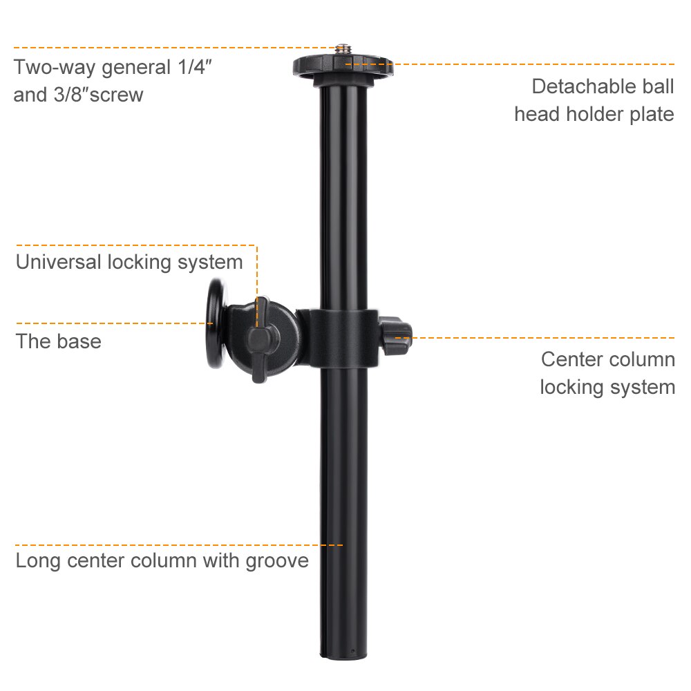 K&amp;F Concept Rotatable Multi-Angle Tripod Center Column With 1/4 inch &amp; 3/8 inch screw Aluminum Alloy with Locking System