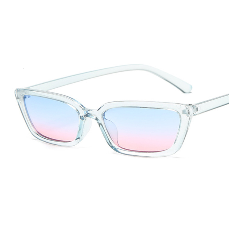 Gafas de sol cuadradas de de de lujo de de gafas triangulares estrechas pequeñas gafas de sol Vintage para mujer: Blue Pink