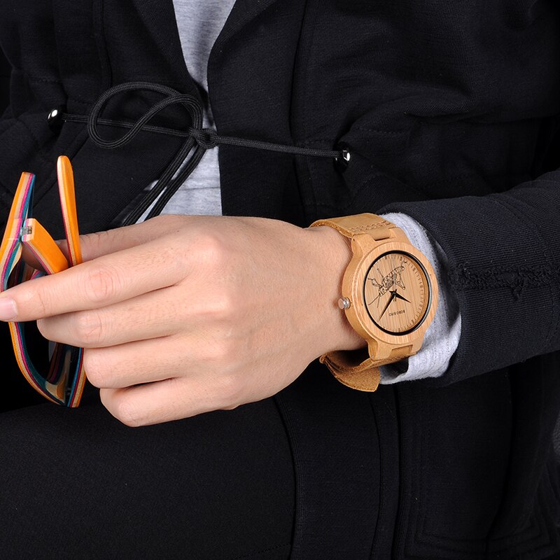 BOBO BIRD Watch Men Wooden Lifelike Print Dial Face Quartz Watches 3D Visual Timepieces as relogio masculino