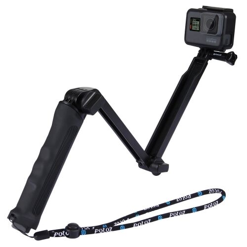 PULUZ 3-Way Grip Opvouwbare Selfie Stok Statief Uitbreiding Monopod met Statief voor GoPro HERO/Mobiele Telefoon/ camera