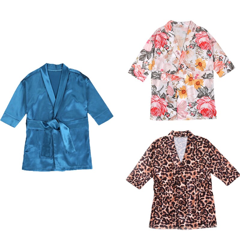 1-6y peuter baby jongens meisjes badjassen 2 stuks outfit set lange mouwen effen kleur badjas pyjama met riem