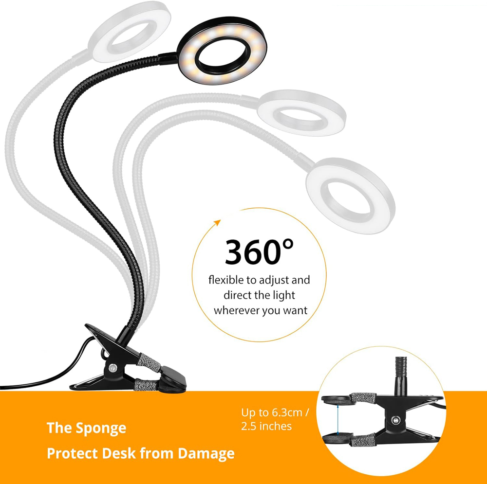 360 ° Flexibele 48 LED's Clip-on Bureaulamp Zwanenhals Leestafel Licht Oogverzorgende USB Klem Boeken Nachtlampje Studie Leeslamp