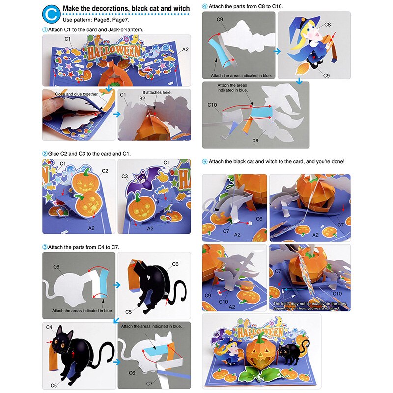 Diy pop-upkaart halloween, handgemaakte papieren modelkaart voor een 3de jubileum, ansichtkaartuitnodiging van papier, knutselen voor -126