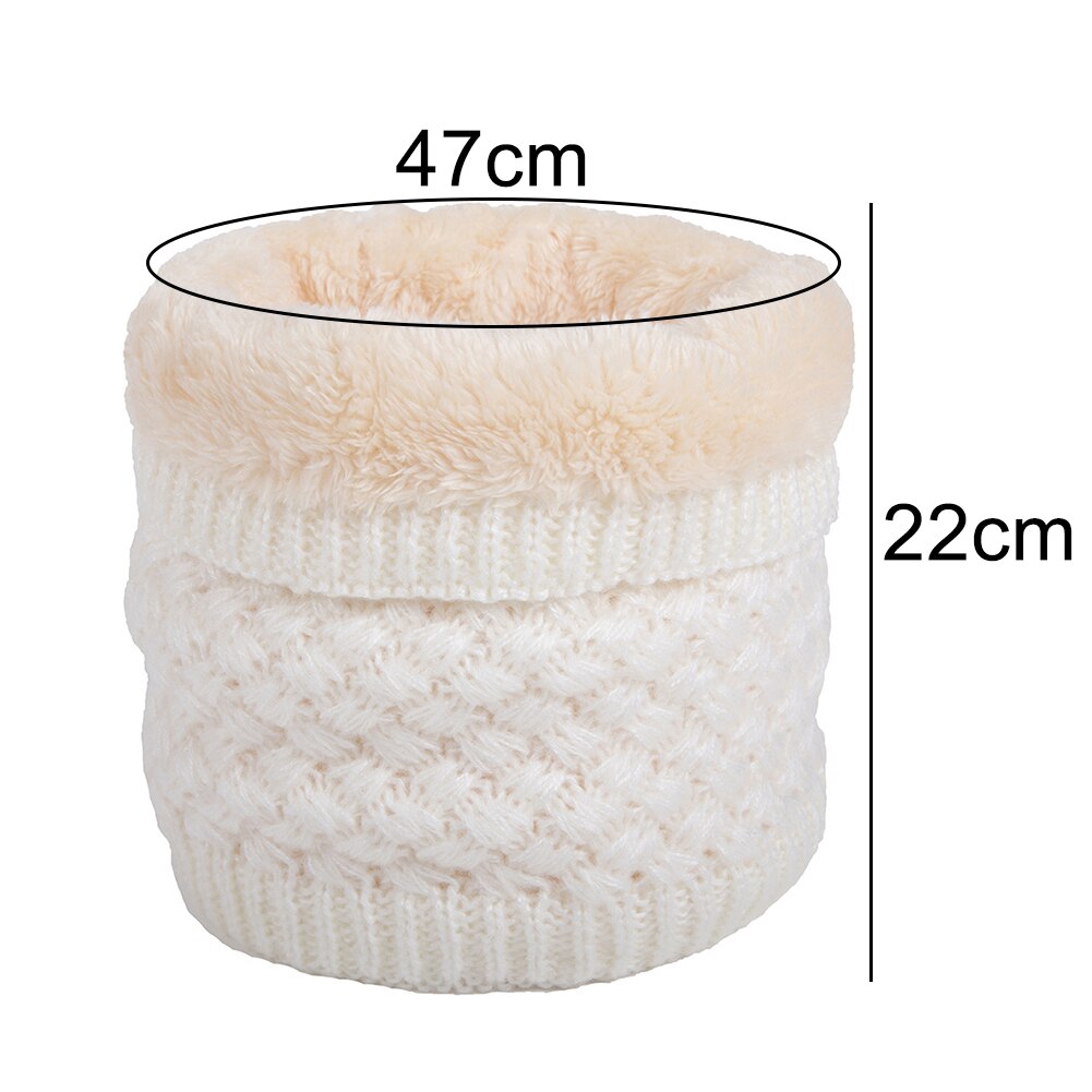Winter Women Men Solid Color Thickened Fleece Knitted Neckerchief Warm Scarf Warmer Scarf Cotton Shawl Warm Necklaces Scarves
