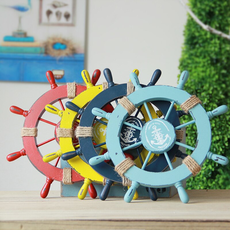 Gouvernail de bateau en bois de Style méditerranéen, décoration murale artisanale