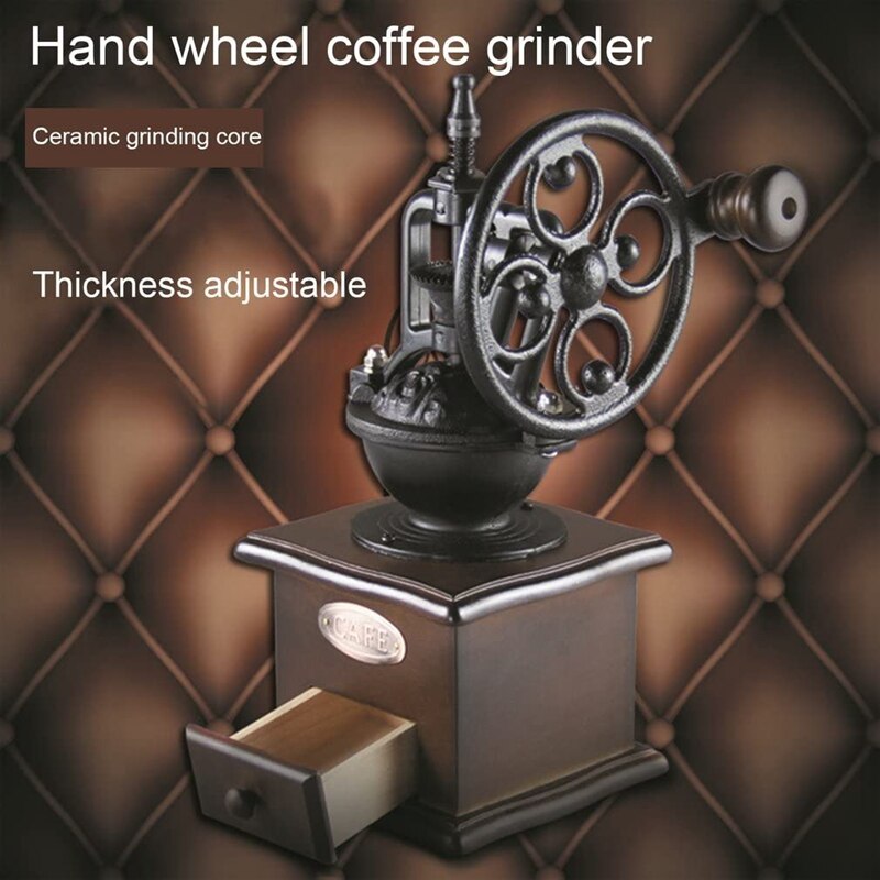 Manual Coffee Grinder Artisanal Hand Crank Coffee Mill with Grind Settings & Catch Drawer