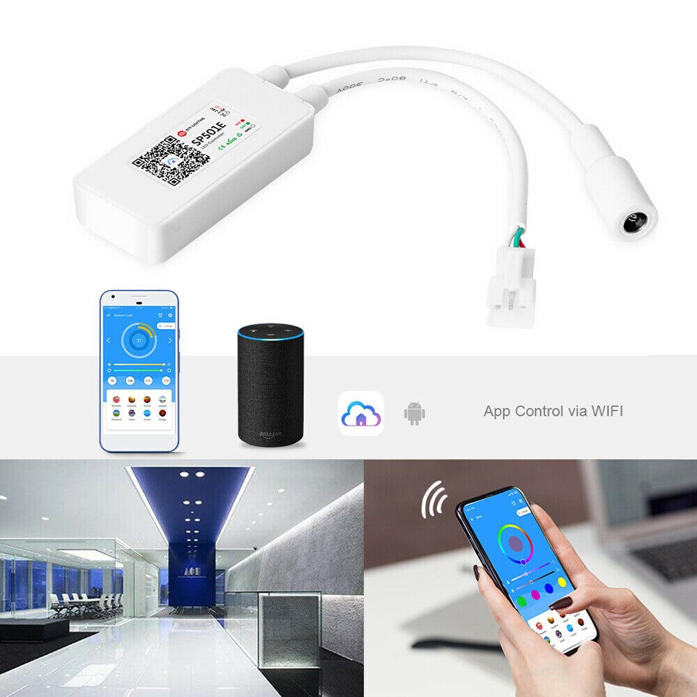 SP501E LED Wifi Light Controller for WS2812B WS2811 Addressable Alexa Smart SPI Voice APP Control Andriod IOS DC5-24V