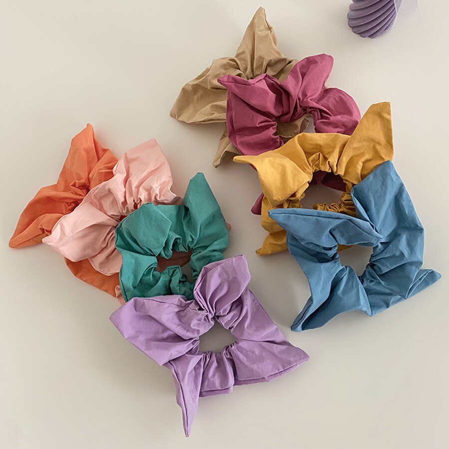 Vierkante Haar Scrunchies Grote Effen Kleur Vrouwen Elastische Haarbanden Meisjes Haar Ring Paardenstaart Rubber Mode Haaraccessoires