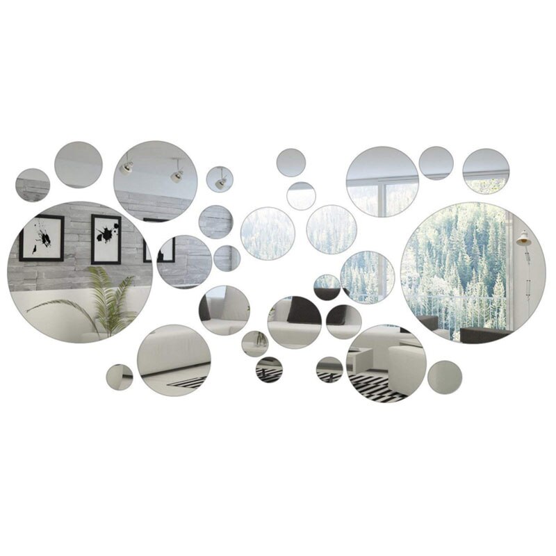 32 Stuks Ronde Cirkel Spiegel Muurstickers Home Decoratie Instelling Behang Decal Kamer Stickers