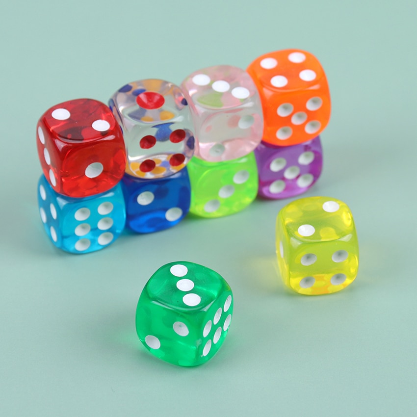 10PCS Colors Dice Acrylic 6 Sided Round Corner Digital Dice For KTV Bar Club Party Family Games