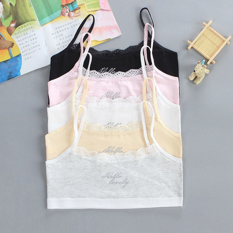 Cotton Girl Bra Development Period 7-14 Years Old Older Children&#39;s Lace Letter Underwear Girls Tube Top Student Training Bra