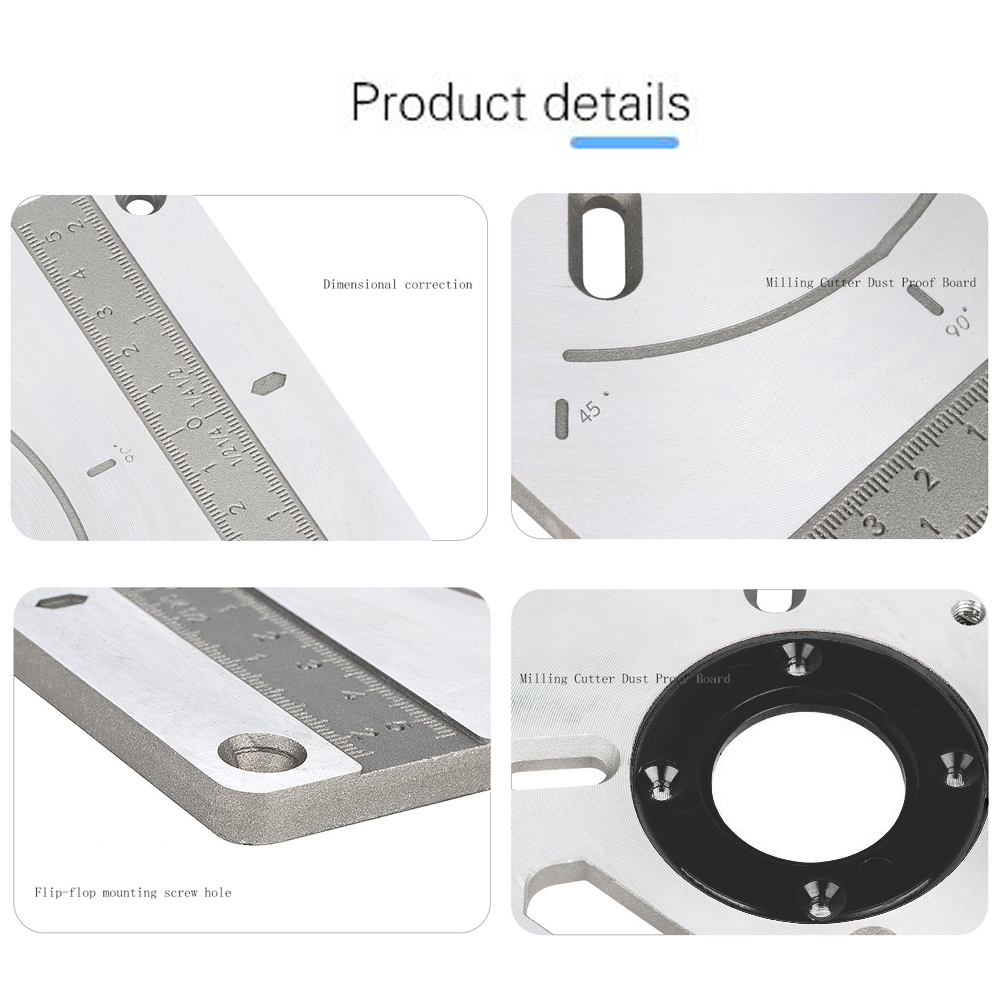 Aluminum Alloy Router Table Insert Plate Trimming Machine Engraving Tool Flip Board with 4 Rings for Woodworking Milling plate