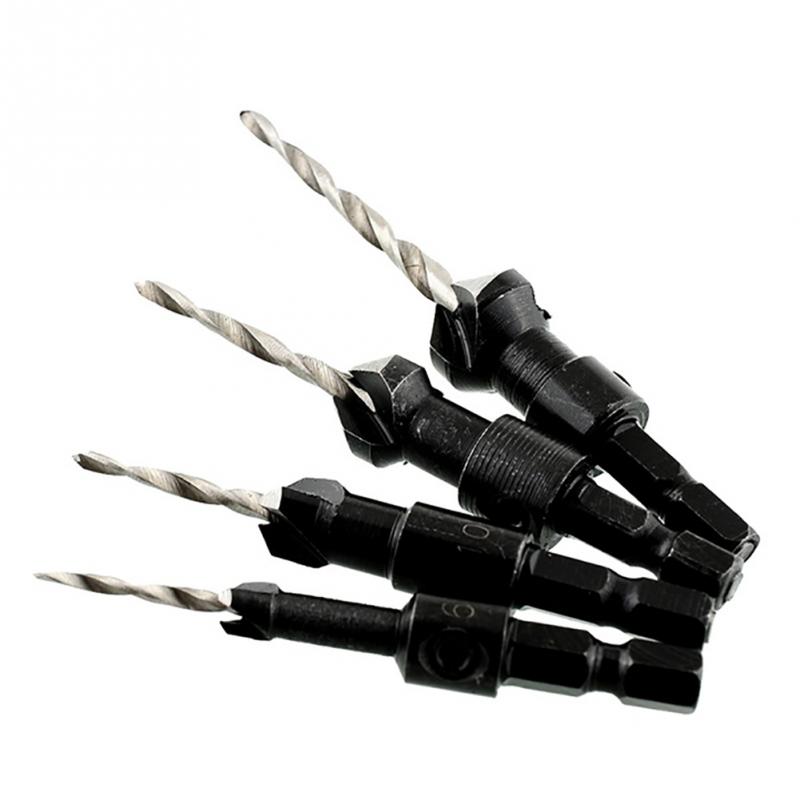 4pcs drill bits Hex Shank Taper Drill Counter Sink Holes Drilled Carpenter Countersink Bit Reaming Drill #6 #10 #13 #16