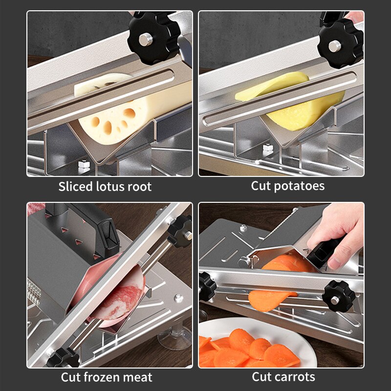 Kitchen Frozen Meat Slicer Manual Stainless Steel Food Cutter Slicing Machine Automatic Meat Nonslip Handle Cutter Tool