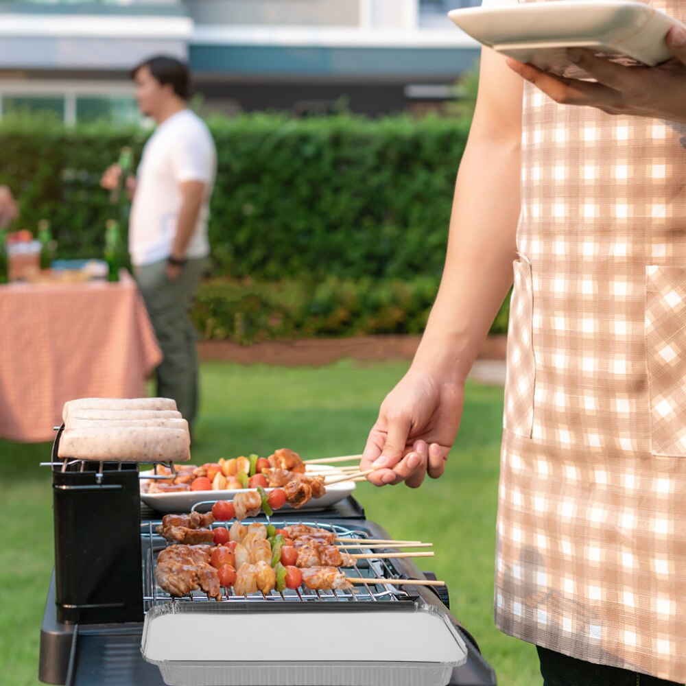 15Sets Wegwerp Bbq Drip Pan Een-Off Takeaway Verpakking Folie Pannen Met Deksel