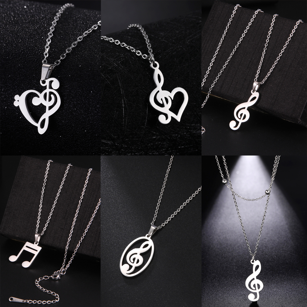 Lucktune Muzieknoot Hart Van Treble Sleutel Hanger Ketting Voor Vrouwen Rvs Liefde Muzikale Symbool Ketting Ketting Sieraden