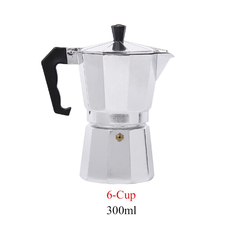 Stovetop Espresso Maker Aluminium with Brown Handle Express Espresso Maker Espresso Coffee Pots 1/2/3/6/9 Cups: 300ml  6Cups