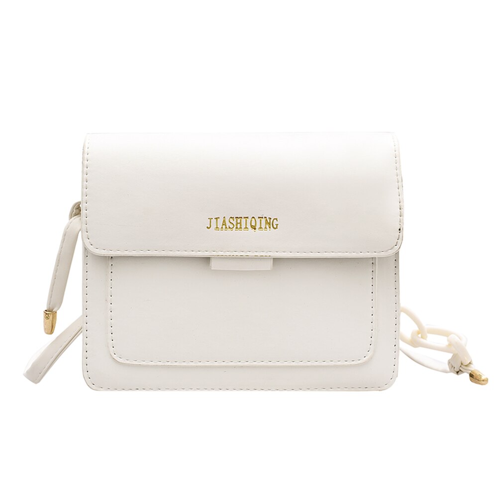 Hit Kleur Vrouwen Schoudertas Pu Reizen Dagelijks Vierkante Crossbody Handtassen Jeugd Dames Eenvoudige Veelzijdige Tas: WHITE