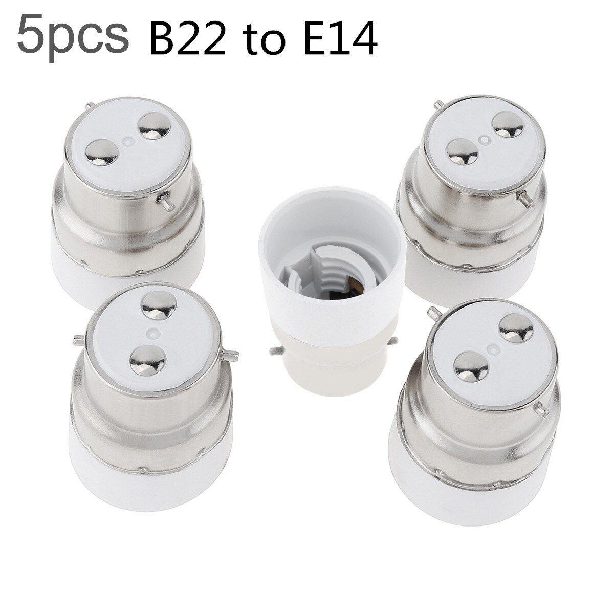 5 stk/parti  b22 to e27 e14 toe 27 led pære sokkel adapter universal lyskonverter lampe fatning holder led pære fatninger  e27 skrue pære: B22 to e14