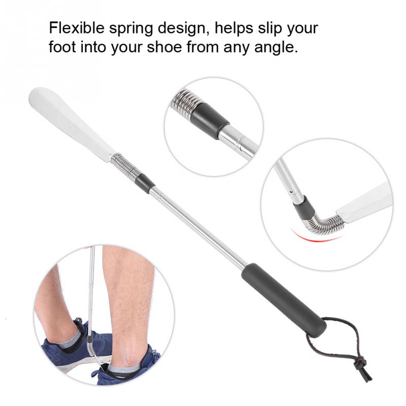 Telescopic Spring Shoe Horn Shoe Accessory Stainless Steel Shoe Lifter for Elderly People
