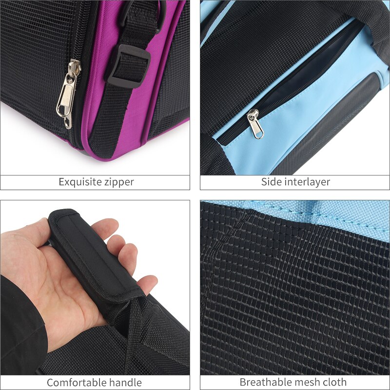 S/M/L-Bolsa de transporte portátil para perros y gatos, bolsa de transporte de lados suaves, bolso respirable para transporte al aire libre, Chihuahua pequeño de malla