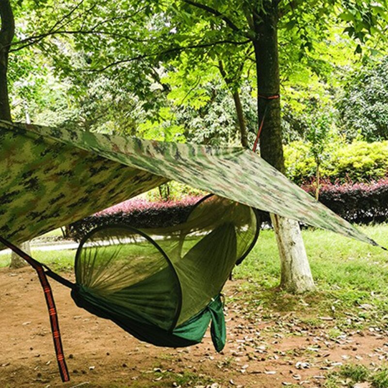 Camping Hammock with Mosquito Net and Tarp Rain Cover and Tree Straps 200kg Load Capacity 290 x 140 cm Nylon Double